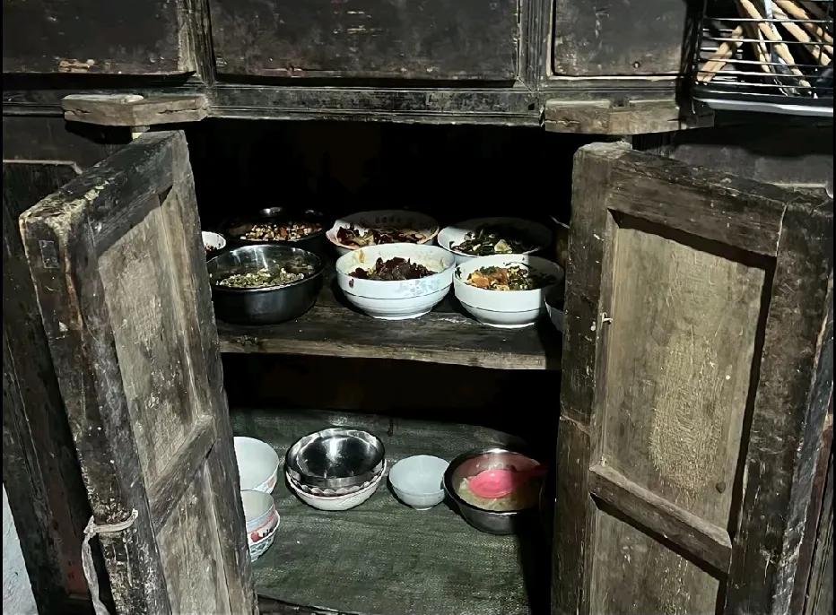 现在的00后，10后的孩子们，应该没见到过这种老式碗柜了吧？小时候的剩饭剩菜都是