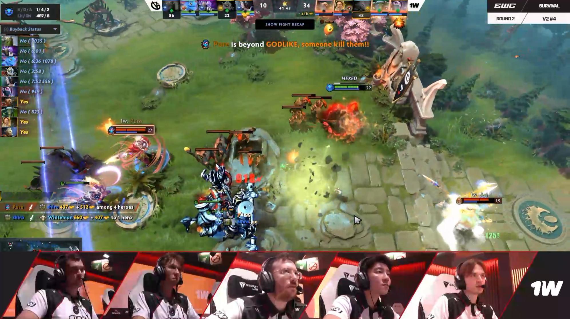 DOTA2 2026年EWC（石油杯）突围赛第二轮1W对阵VG战队BO3第一局，