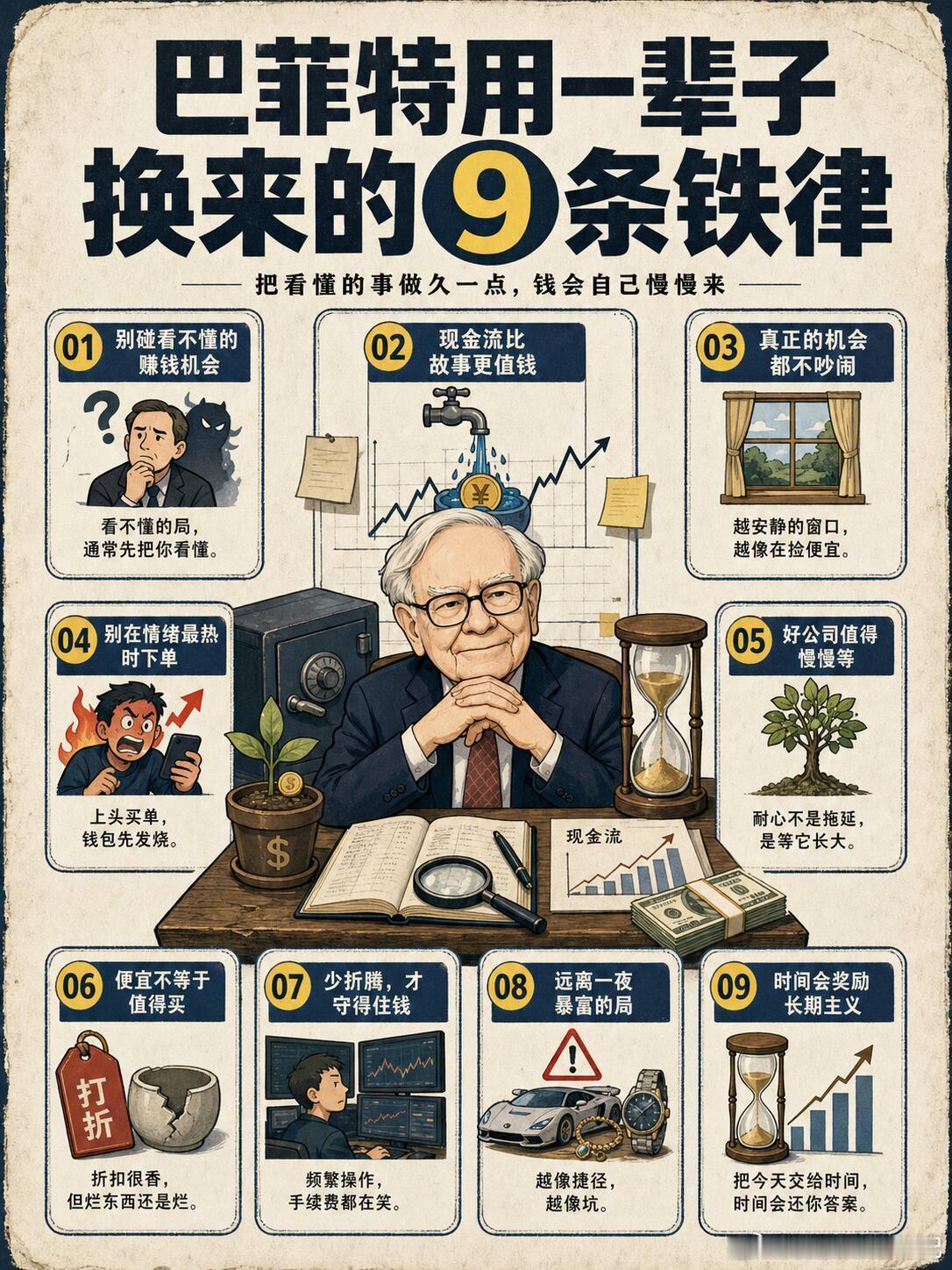 必须珍藏：巴菲特用一辈子换来的 9 条铁律！ 