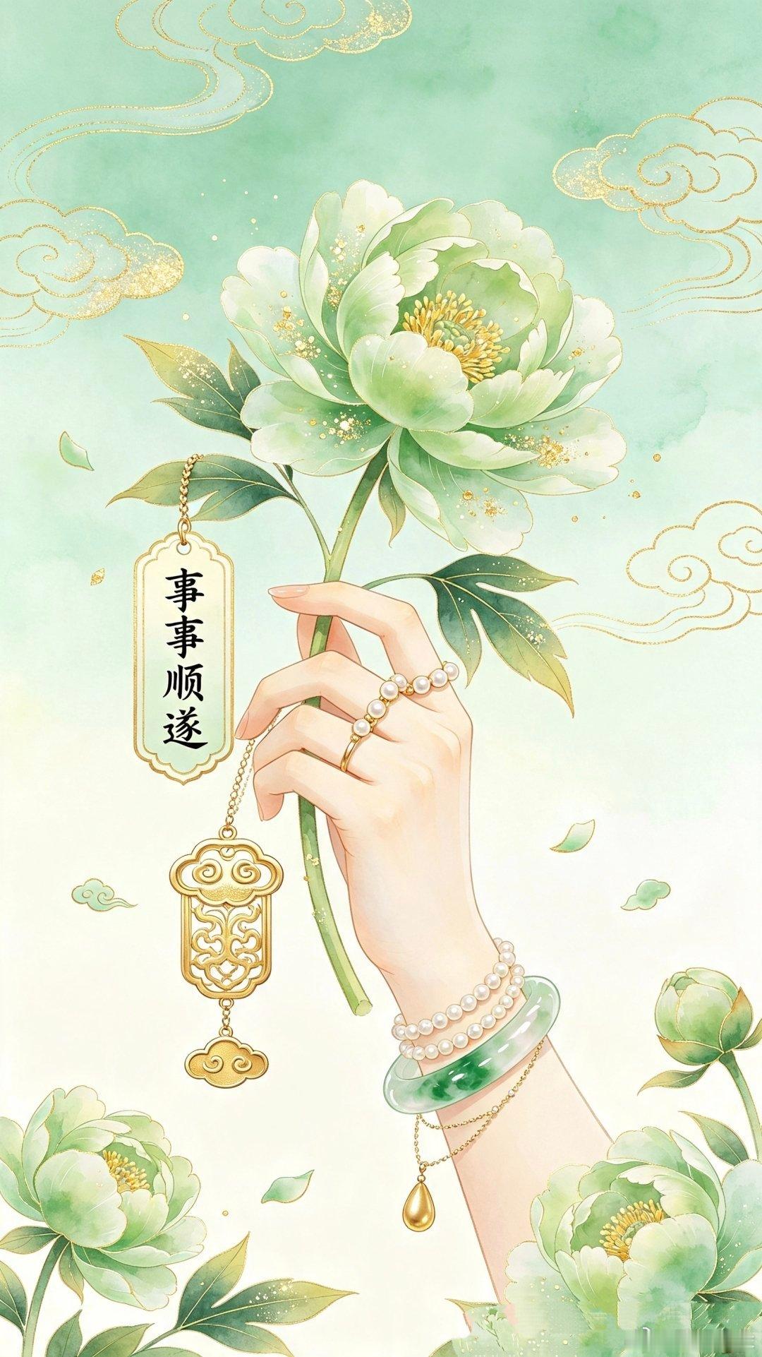 "手中持莲·好运加满"～ 寓意美好佛系国风壁纸 