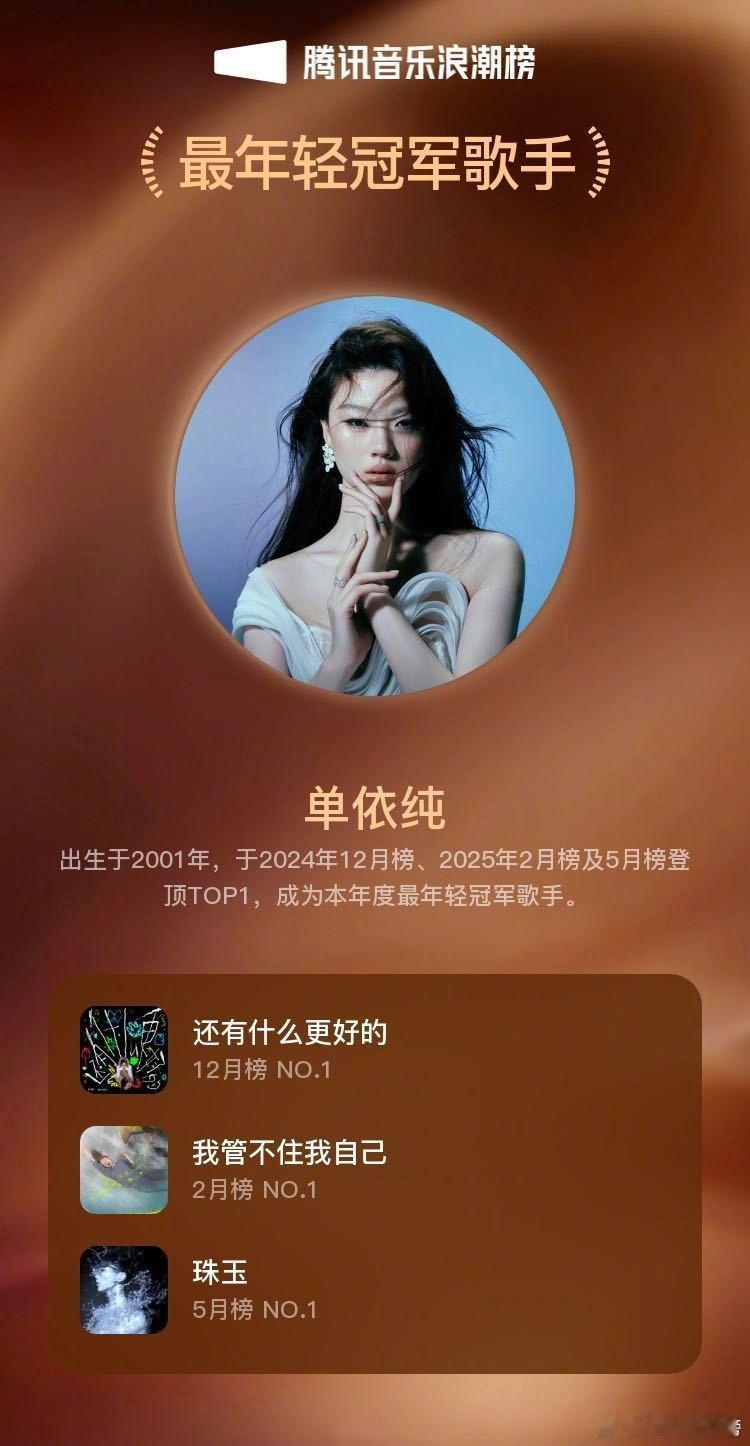 单依纯连续2年新歌收听破亿 单依纯又拿下好成绩！连续两年新歌收听破亿，实力毋庸置