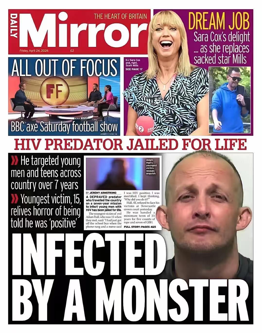 害群之马！《每日镜报》报道，英国一名43岁男子是艾滋病毒携带者，但却在七年内在英