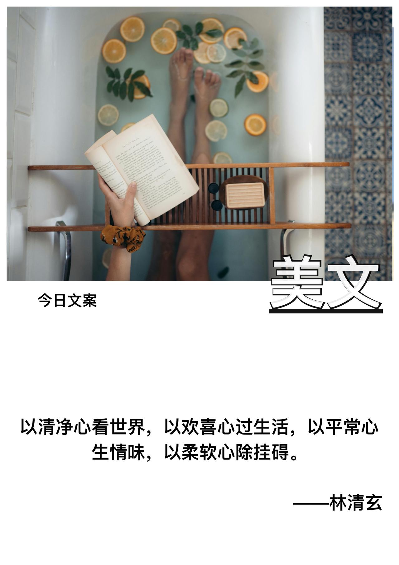 以清净心看世界

以欢喜心过生活

以平常心生情味

以柔软心除挂碍

——林清