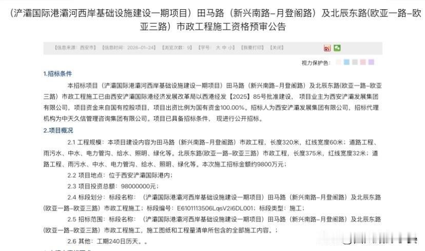 西安浐灞国际港基建再提速！（浐灞国际港灞河西岸基础设施建设一期项目）田马路（新兴