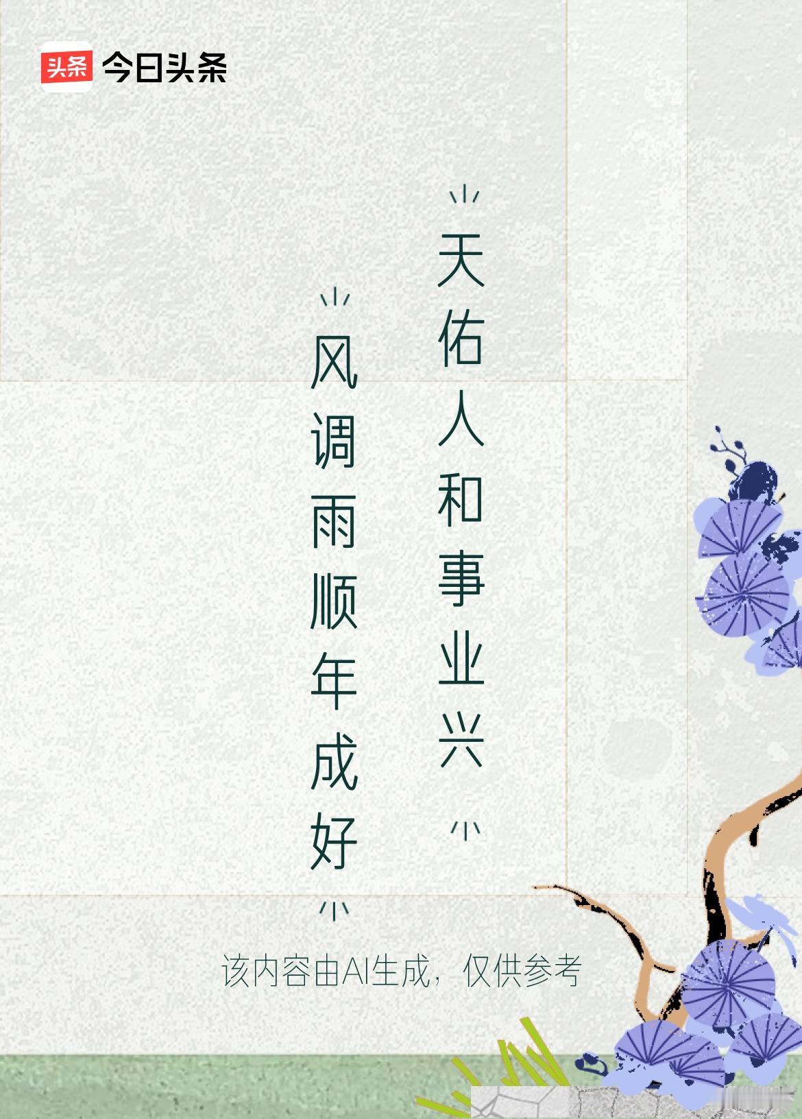 上联：风调雨顺年成好
下联：天佑人和事业兴。

哈哈哈哈自动生成，挺好玩儿[大笑