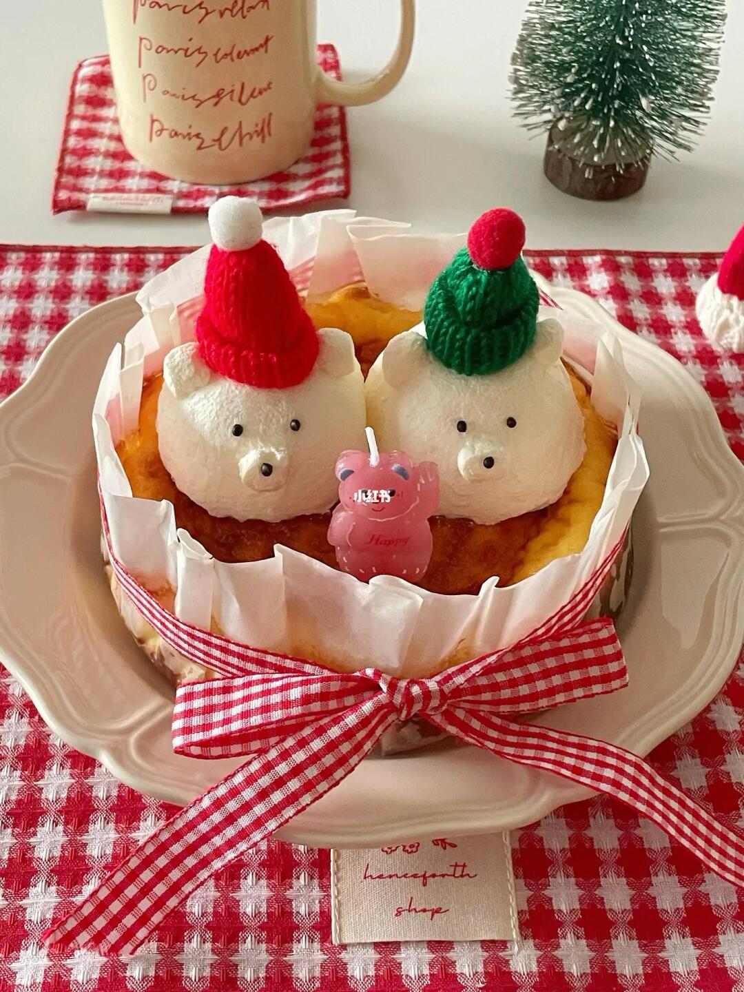 在家做圣诞甜品🎄可爱熊熊🧸原味巴斯克🍰