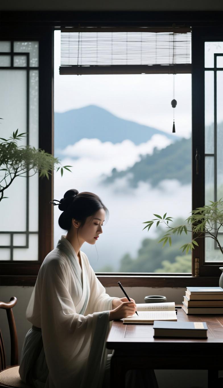 七律·静思
 
俗务萦身少妄情，幽居敛性自澄明。
抛开杂念心胸阔，淡看浮尘气韵平