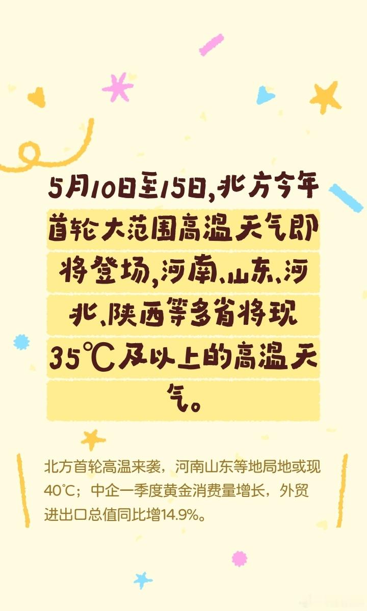 北方多地迎今年首个高温日真的是这样呢！刚刚下班了回家给老家的爸妈打视频，她告诉我