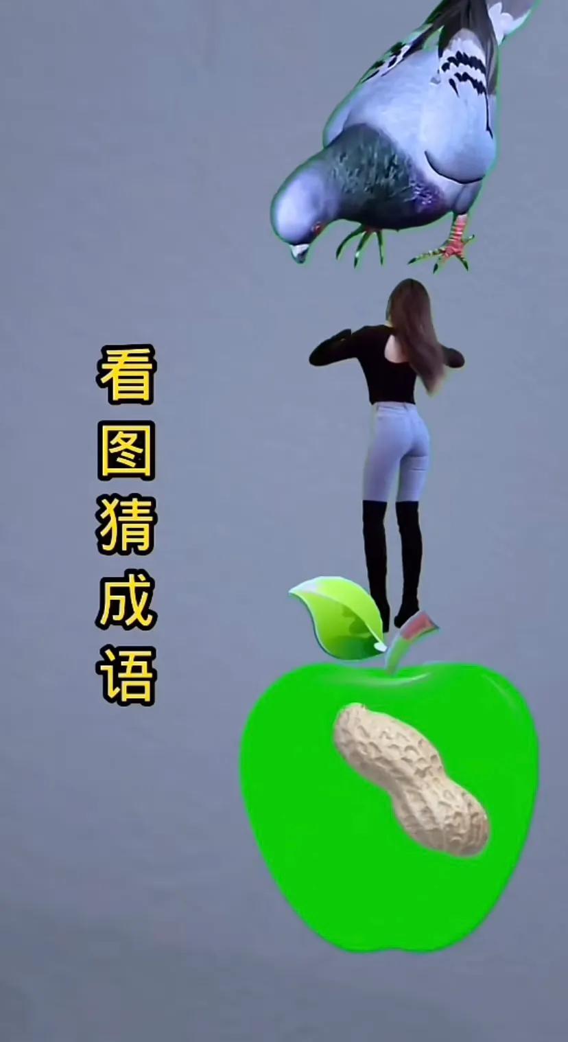 一个鸽子
一个美女
一个苹果
一个花生
打一成语