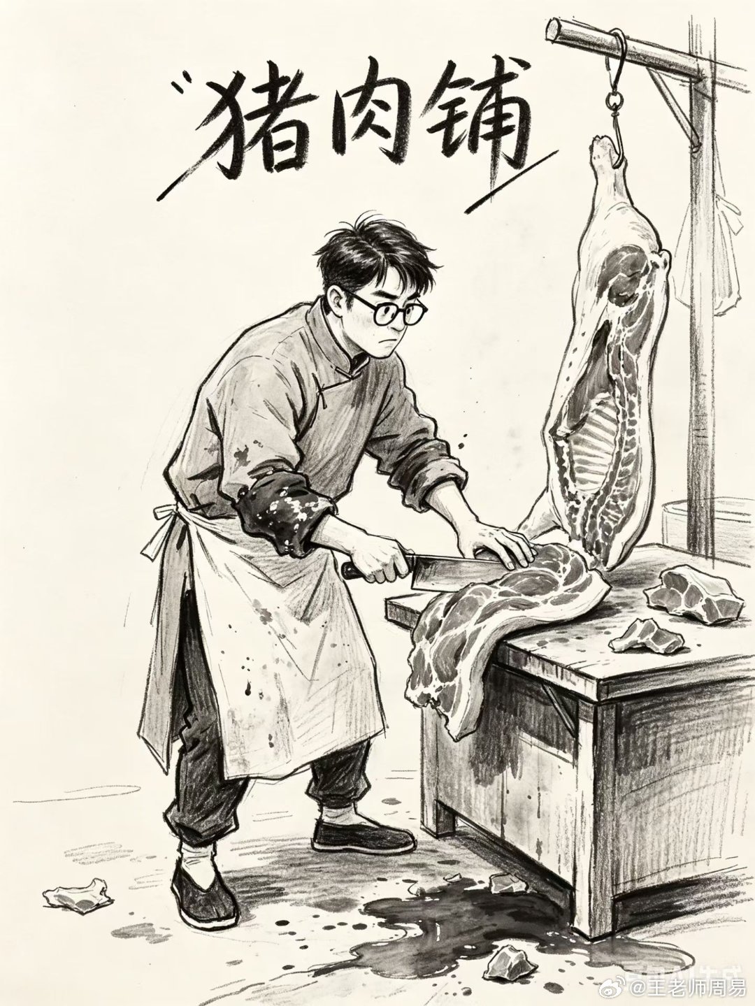 我爸卖猪肉 供我上大学，现在我毕业了，我爸卖上午，我卖下午，早知道就不读那么多书