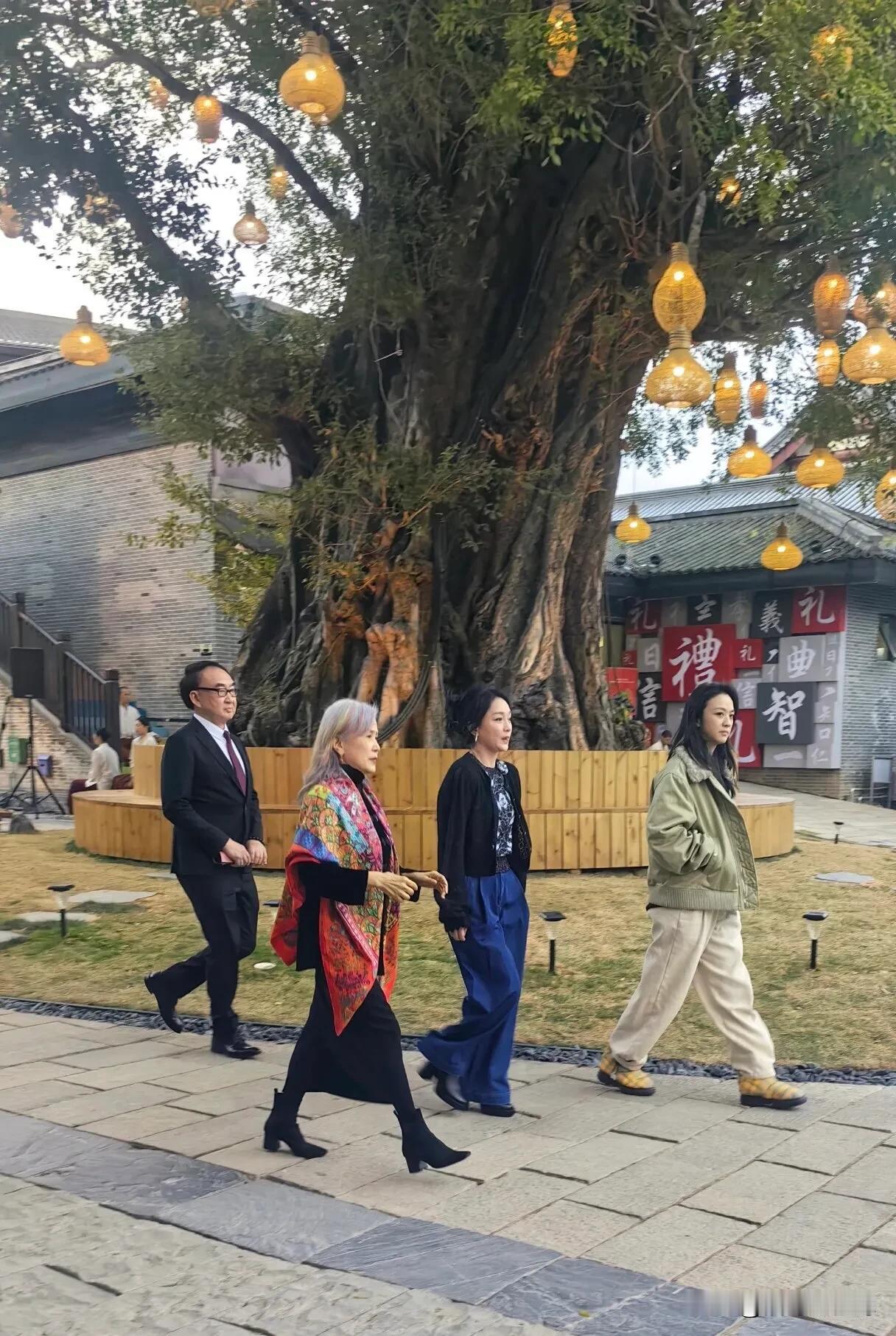 汤唯周迅黄磊惊喜合体，现身江西赣州会昌戏剧小镇～汤唯翻着手机，黄磊一旁张望，他俩