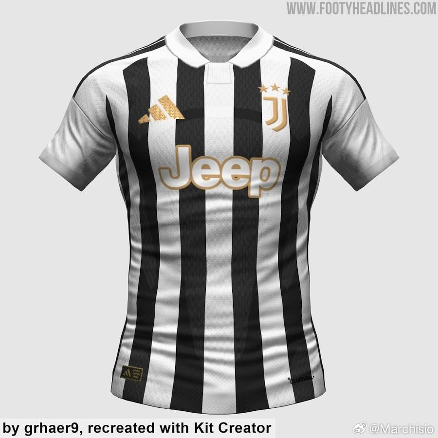 突发！尤文图斯26/27赛季主场球衣的新图片泄露！赞助商标志为白色，带有金色边框
