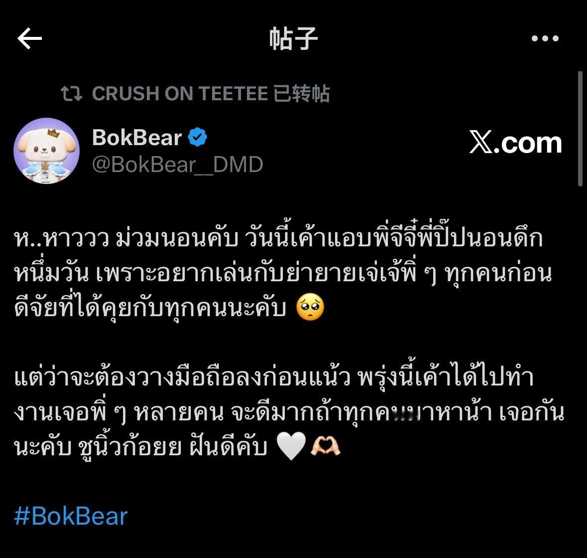 teeteepor  “哈……哈欠~ 该睡觉啦。今天人家偷偷盯着 P'jeeje
