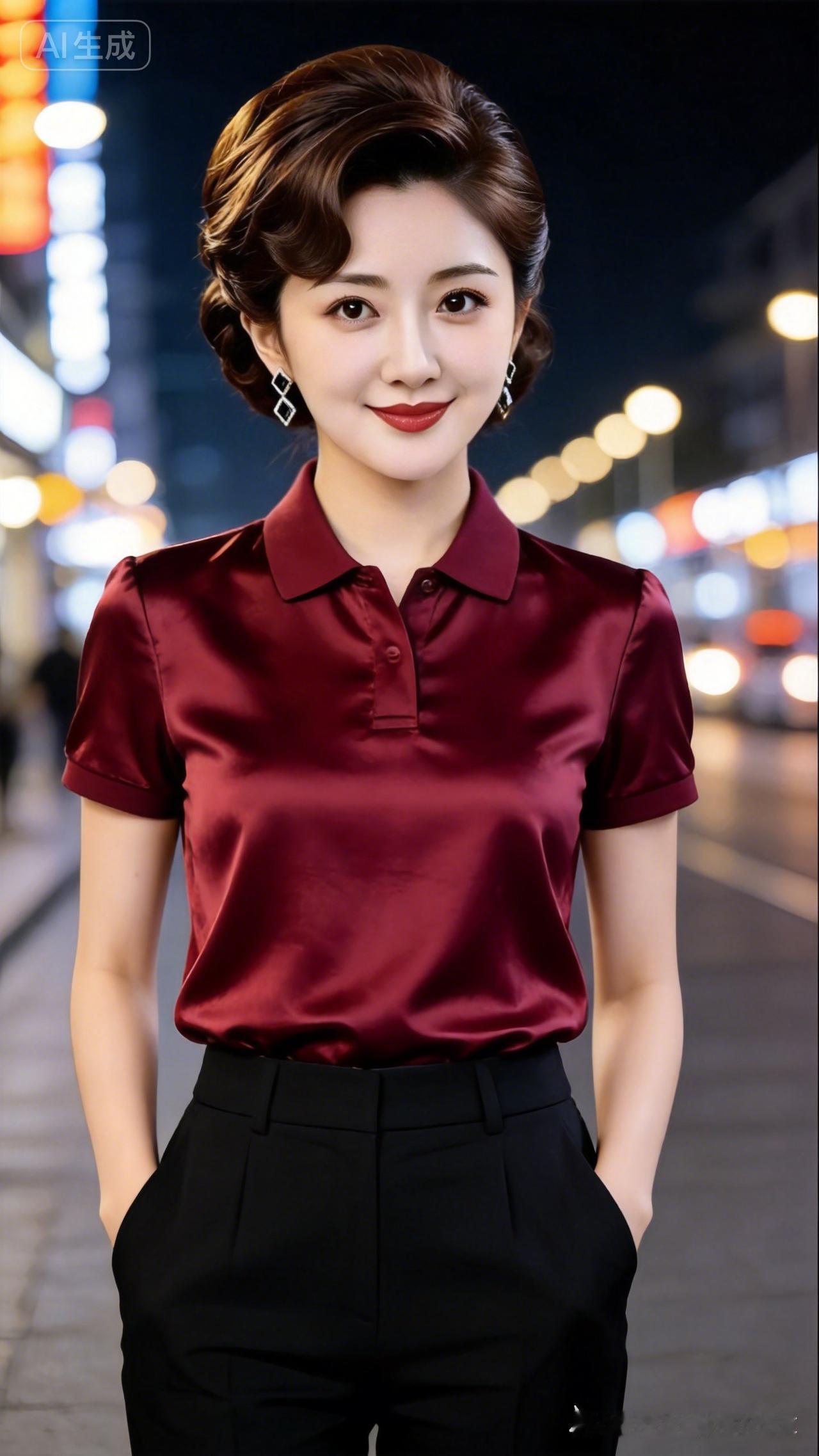 都市女郎穿搭指南：红丝绒衬衫+黑色高腰裤，优雅又时尚！