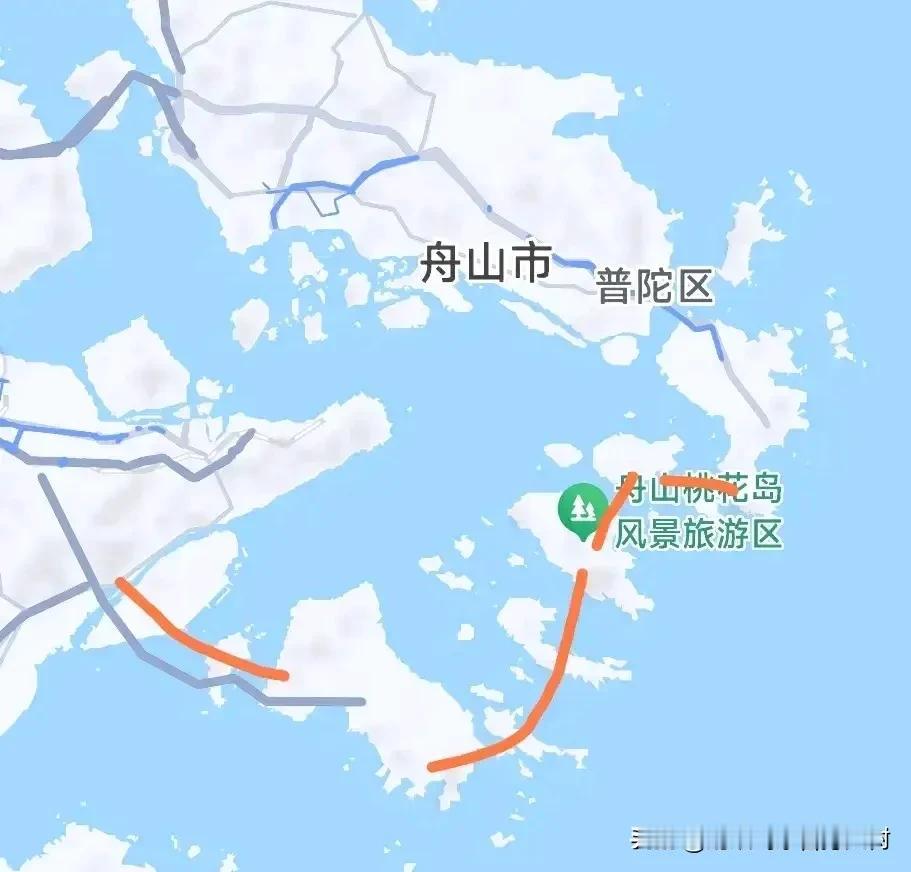 这个路线跨海大桥图，十几年前已经规划了，现在已经在实施了，明年宁波北仑梅山～舟山