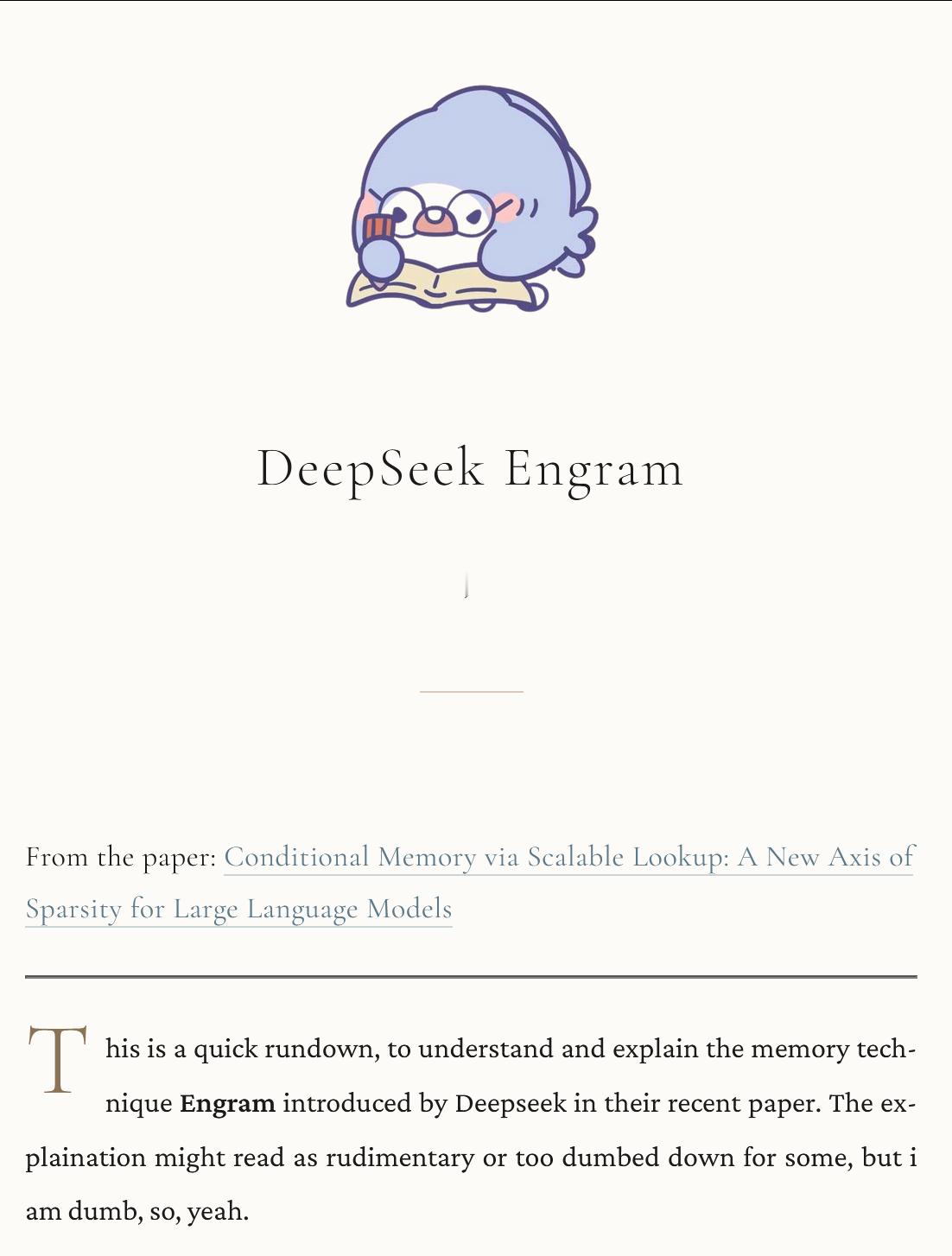 DeepSeek 新论文 Engram技术的介绍和一个最小代码实现www.k-a