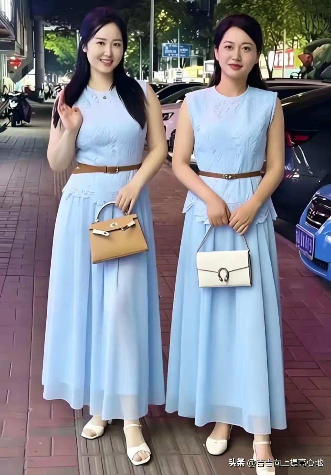 两美女美得各有特色，但身材胖瘦均匀地的这位，体型的雅致还是长到一众男生的审美观感