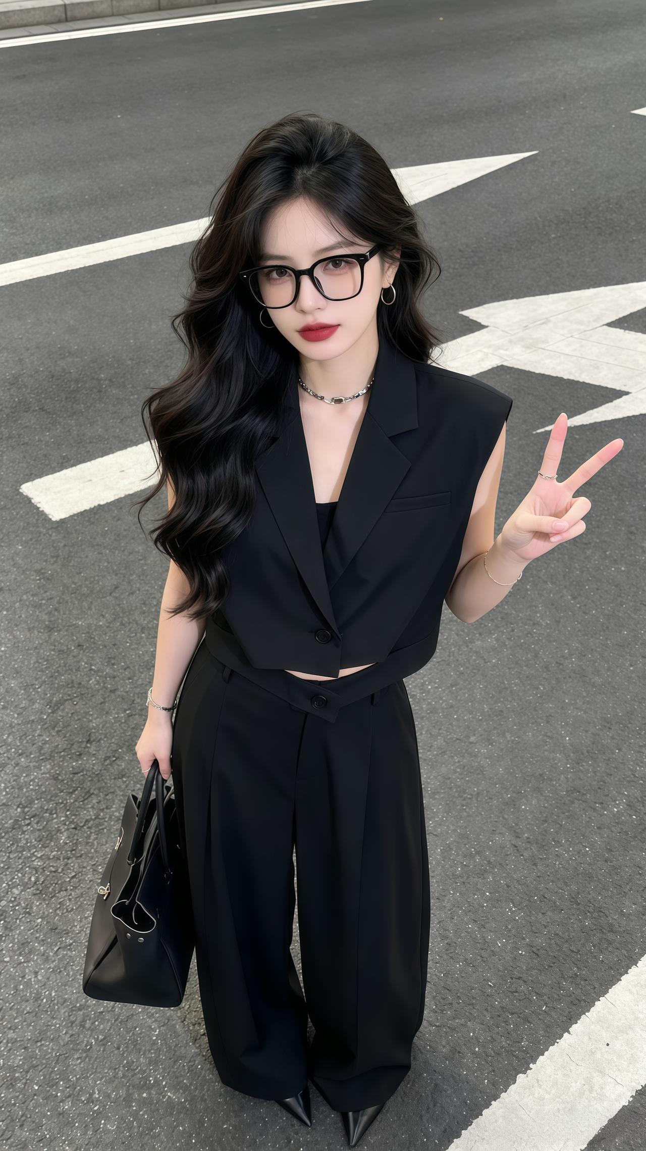 无袖上衣阔腿裤套装 气质马甲阔腿裤两件套高级感穿搭韩系穿搭穿搭