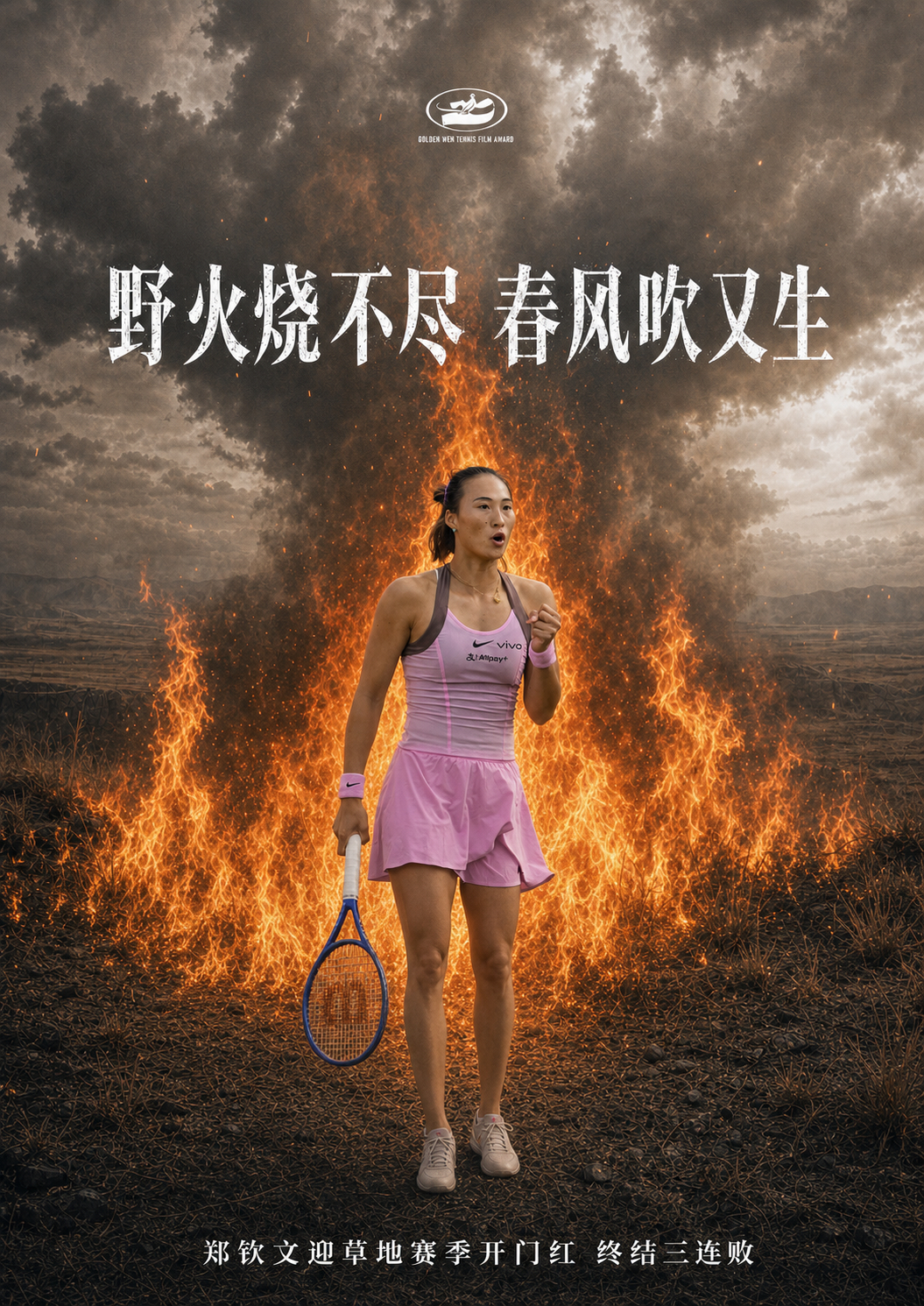 诺丁汉草地赛首轮，郑钦文4-6/7-6(1)/6-4逆转老对手萨卡里，终结巡回赛