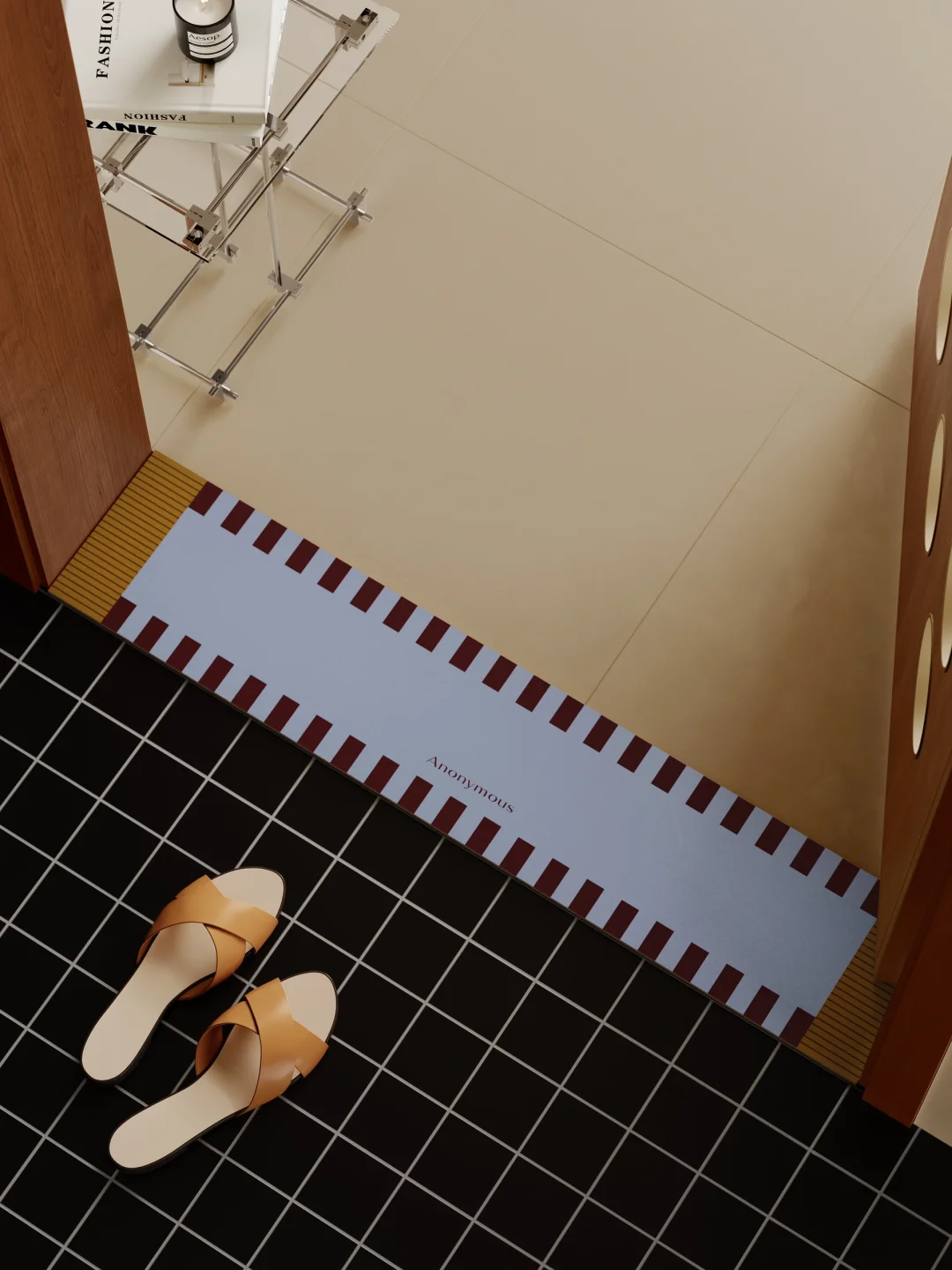 家的松弛感美学🔛日式中古风海盐蓝门槛石垫