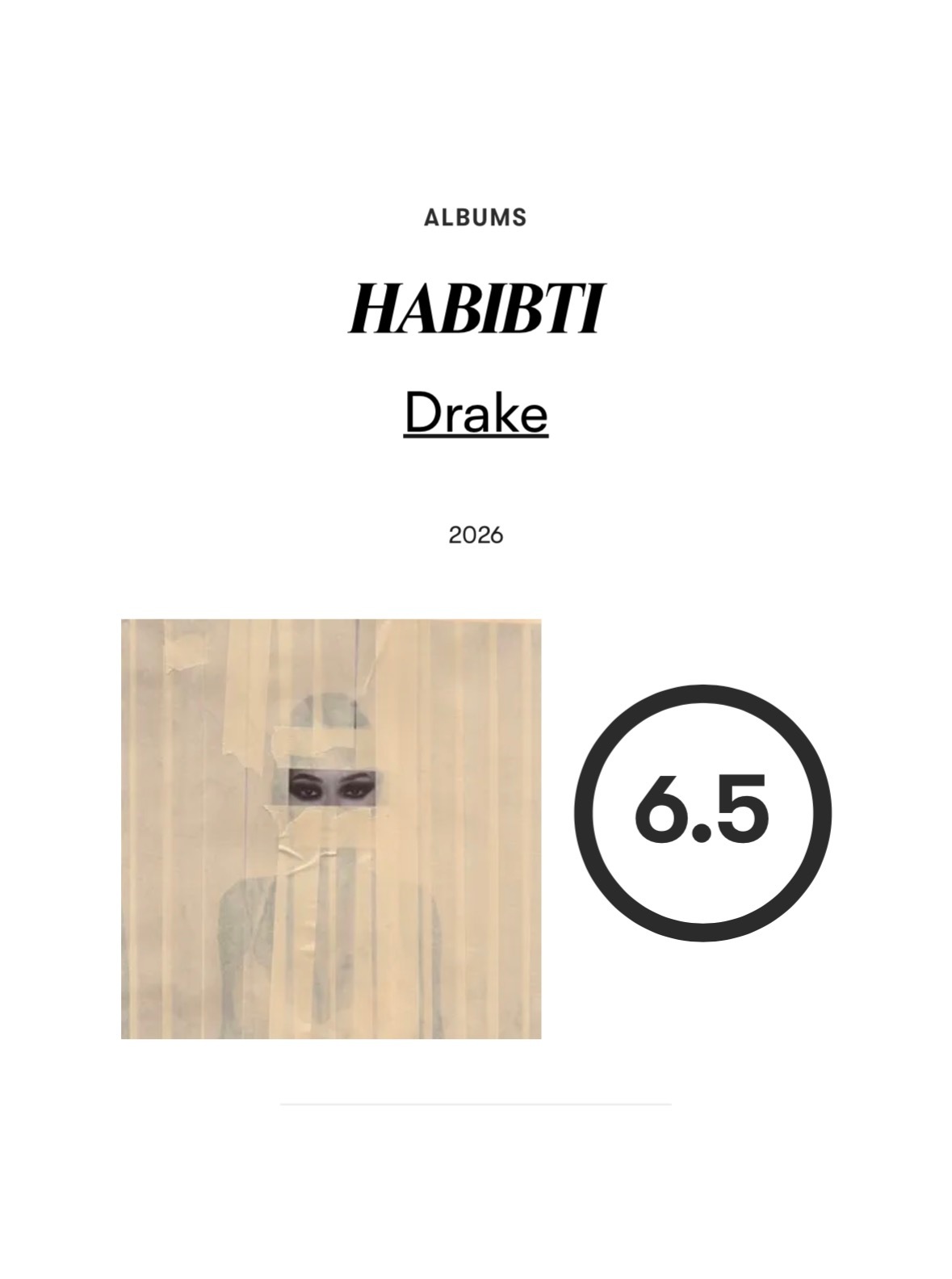【乐评速递】Drake 三张全新专辑之一『HABIBTI』获乐评机构 Pitch
