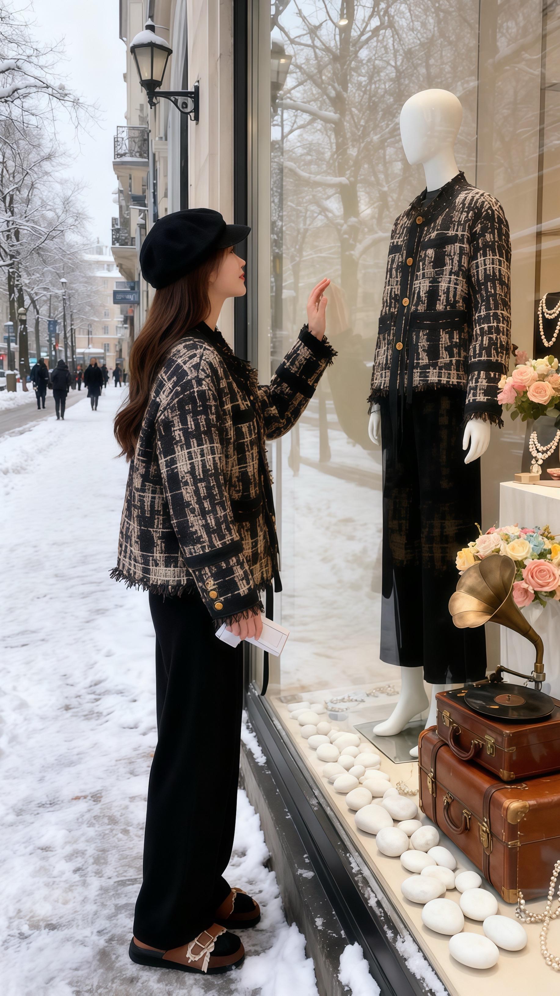 《雪天的小香风法则：打工人的精致从不将就》  初雪铺满街道时，苏晴站在...