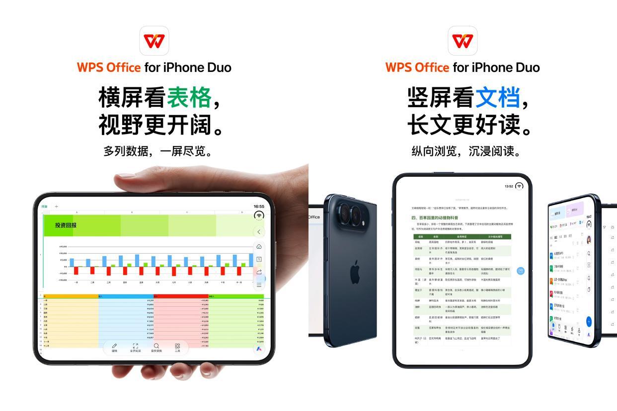 WPS移动版完成iPhone Duo适配：全形态自适应、分屏双开与伴随式AI侧栏
