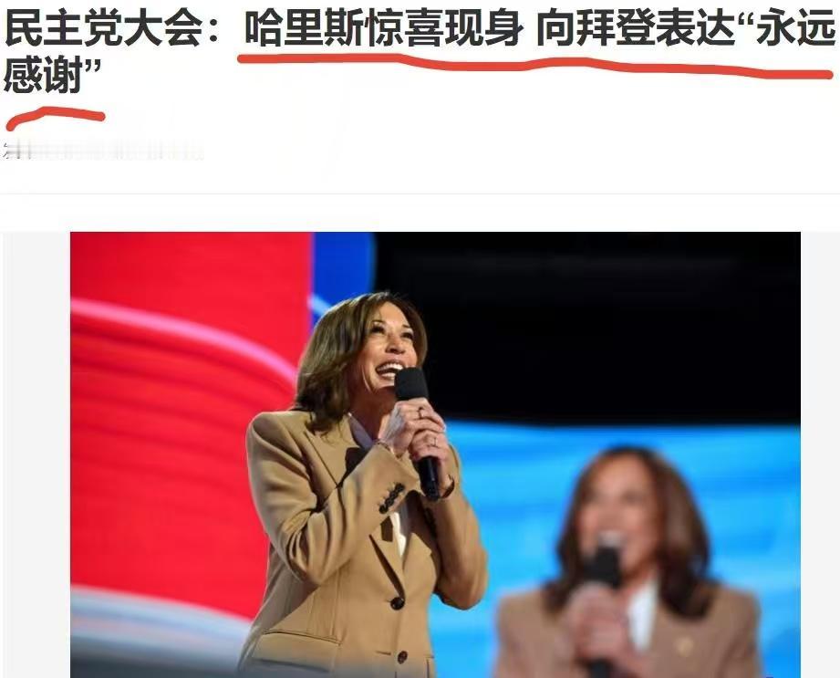 美国民主党全国代表大会正在如火如荼地举行，
厉兵秣马，激动不已的哈里斯对现任总统