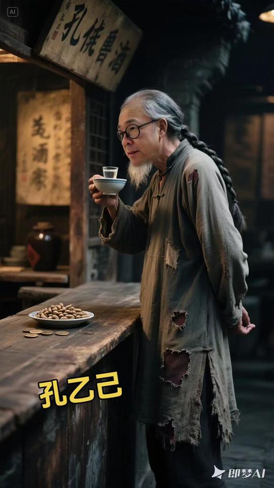 孔乙己是咸亨酒店唯一站着喝酒而穿长袍的人