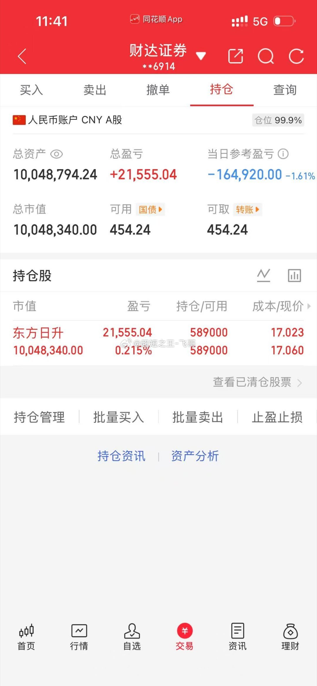 今日操作：66天继续持仓：东方日升实盘记录，只为真实！飞哥每日实盘实时更新，开盘