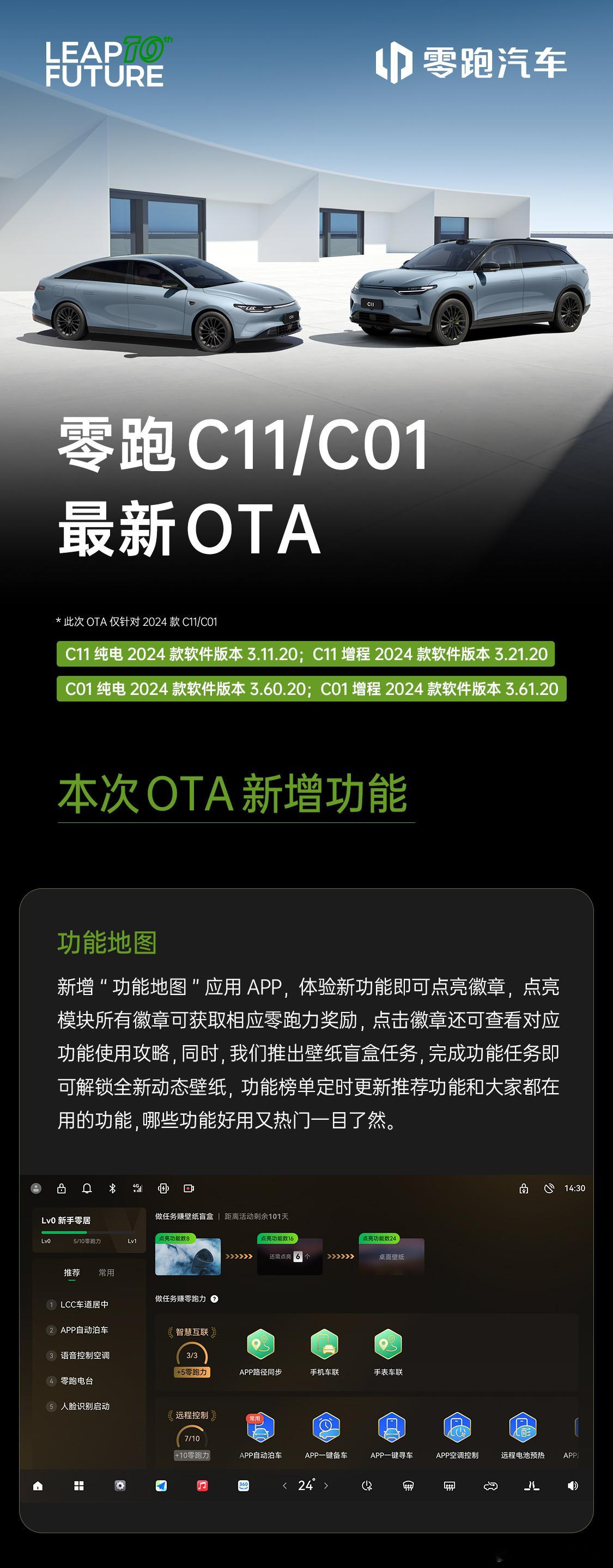 零跑24款C11/C01即将开启OTA零跑C11&C01 24款车型即将开启OT