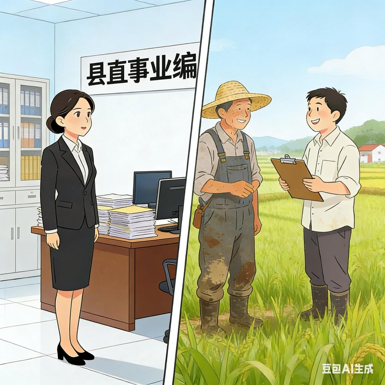 如果是女同志要照顾家庭，照顾孩子、老人，还是考虑县直事业部门比较好。虽然工资较公