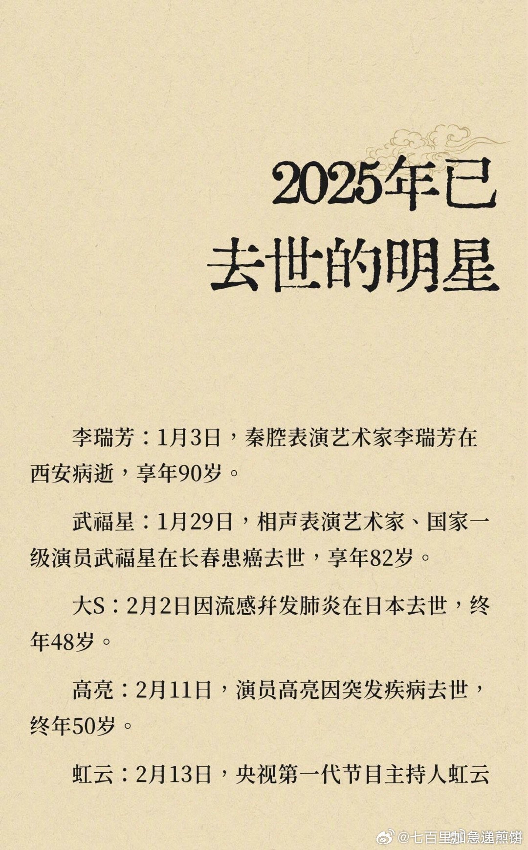 原来已经有这么多熟悉的人这么多熟悉的名字已经离开我们了… ​​​