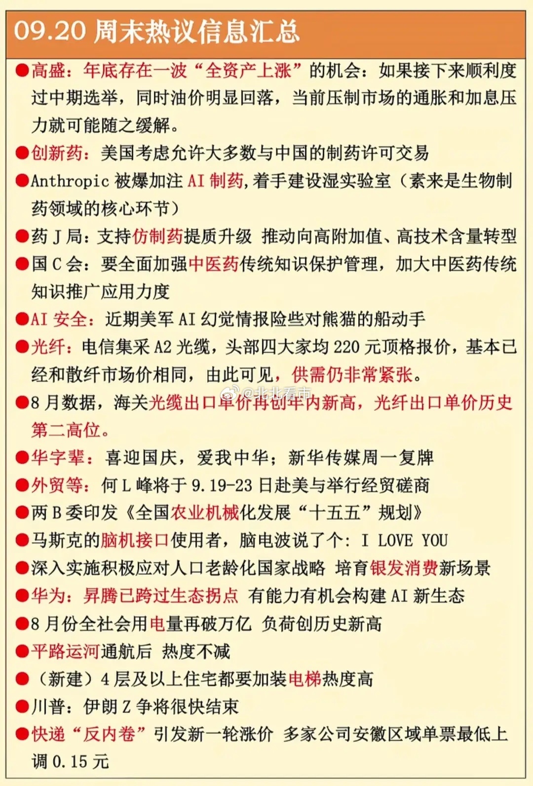 周末热点+下周重点事件+人气龙头一览9月20日周末迎来密集产业消息，AI领域An