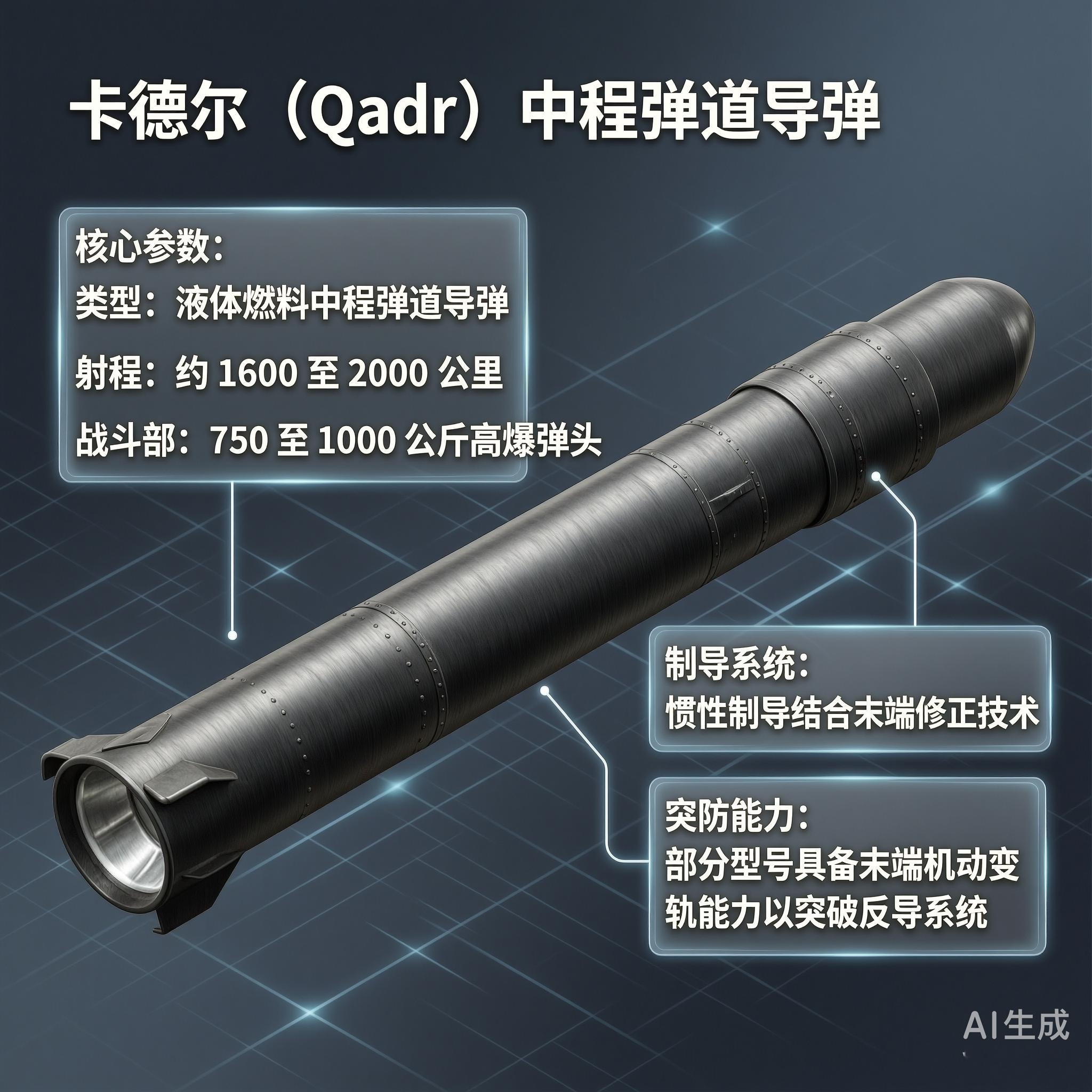 军事ai新视野 卡德尔（Qadr）导弹伊朗伊斯兰革命卫队装备的主力中程弹道导弹，