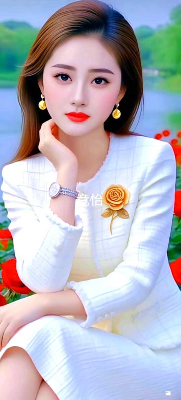 优雅白裙，自然妆容，气质如花