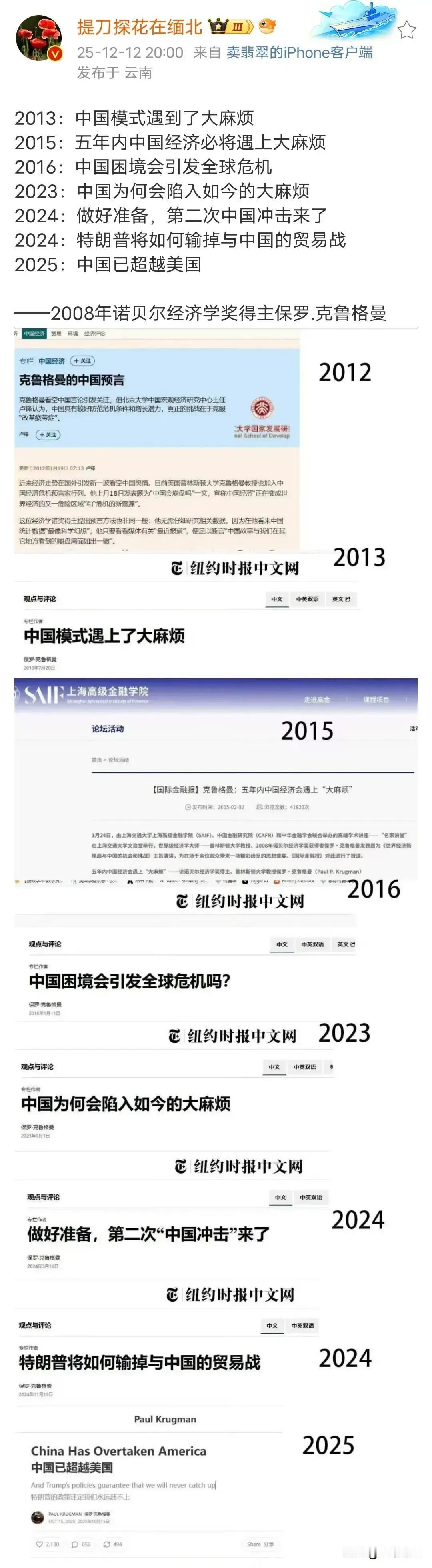 犹太人经济学家对中国经济历年的预测，还是一个得了诺贝尔经济学奖的，西方经济学就是