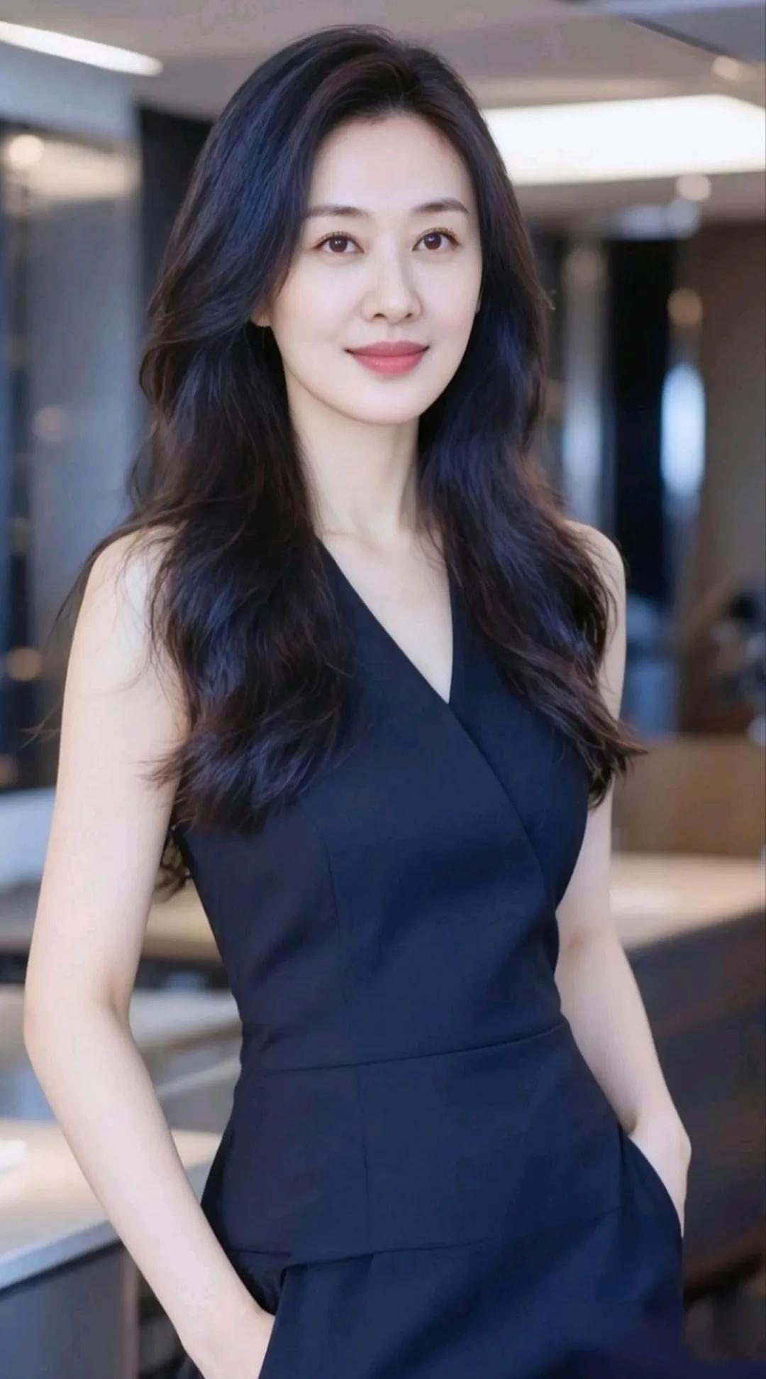 职场穿搭典范，自信笑容，魅力无限。
气质职场穿搭