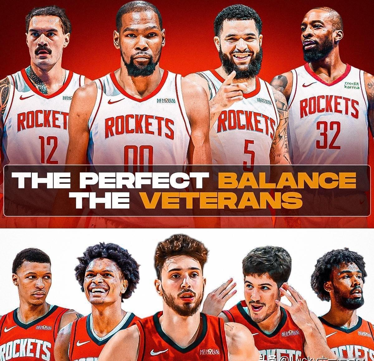 火箭揭幕战把篮筐当梯子：五名两米长人一起首发，NBA第一次出现“平均海拔”2.0