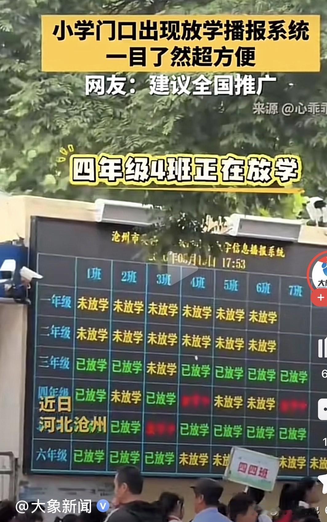 小学门口出现放学播报大屏幕，对此你怎么看？