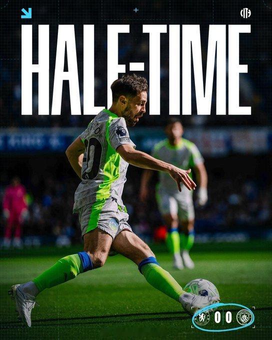 切尔西vs曼城 上半场库库雷利亚进球越位无效，切尔西暂时0-0战平曼城，曼城控球