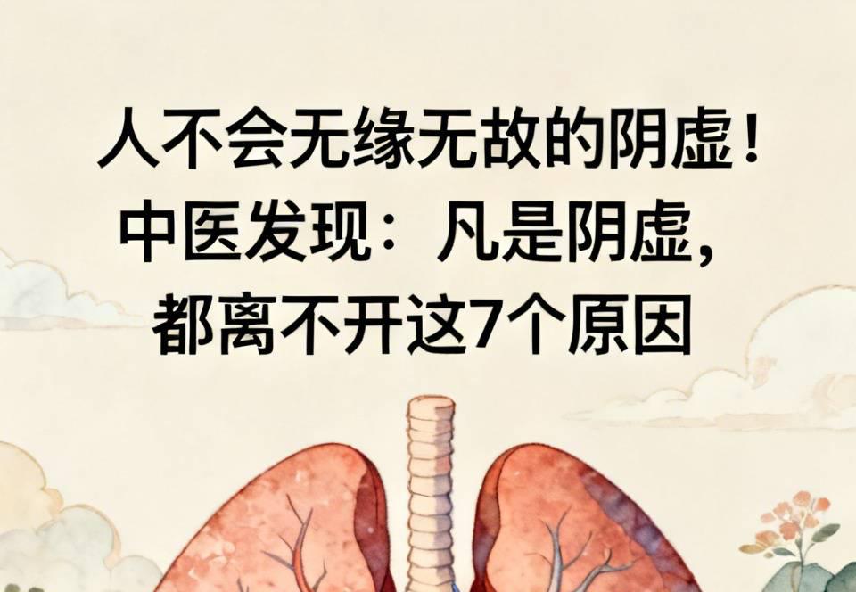人不会无缘无故的阴虚！中医发现：凡是阴虚，都离不开这7个原因

“人到中年，保温