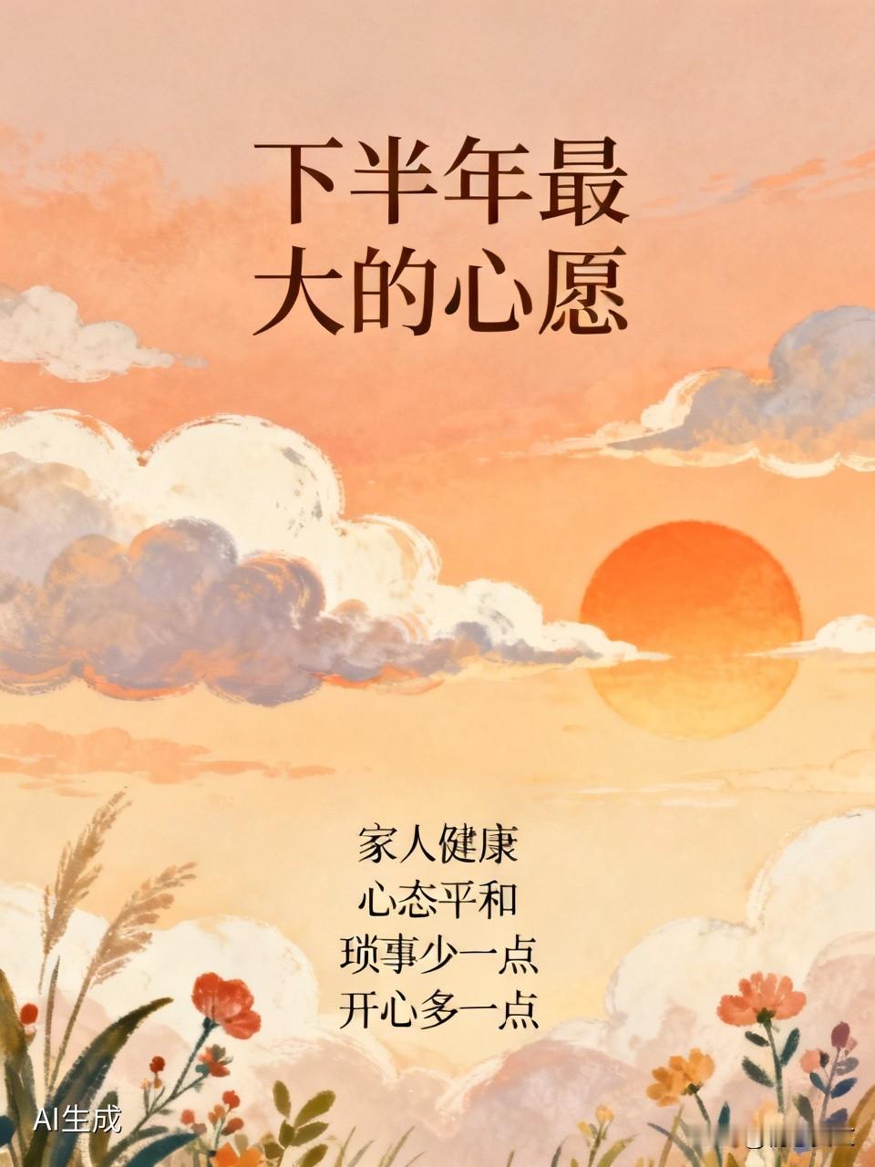 只希望家里老人和孩子身体都健健康康，少些病痛，日常吃得香睡得安稳，一家人平平安安