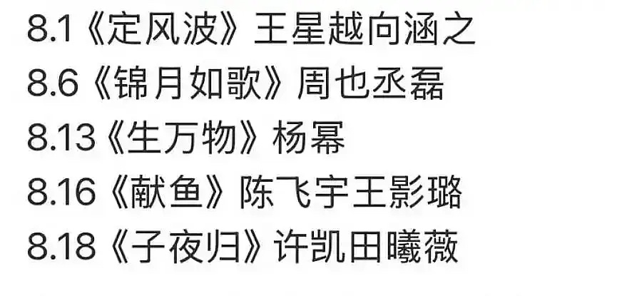 这几部是各平台今年剩下的大剧了，有能爆的吗？王星越 向涵之《定风波》、周也 丞磊