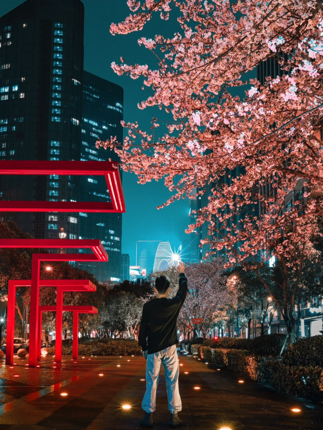 我不允许还有人没去拍过东方之门⛩️的夜樱🌸