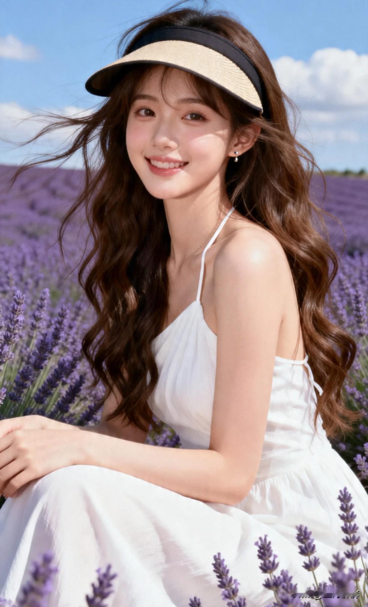 在薰衣草田里，笑靥如花的少女你喜欢薰衣草还是少女呢？