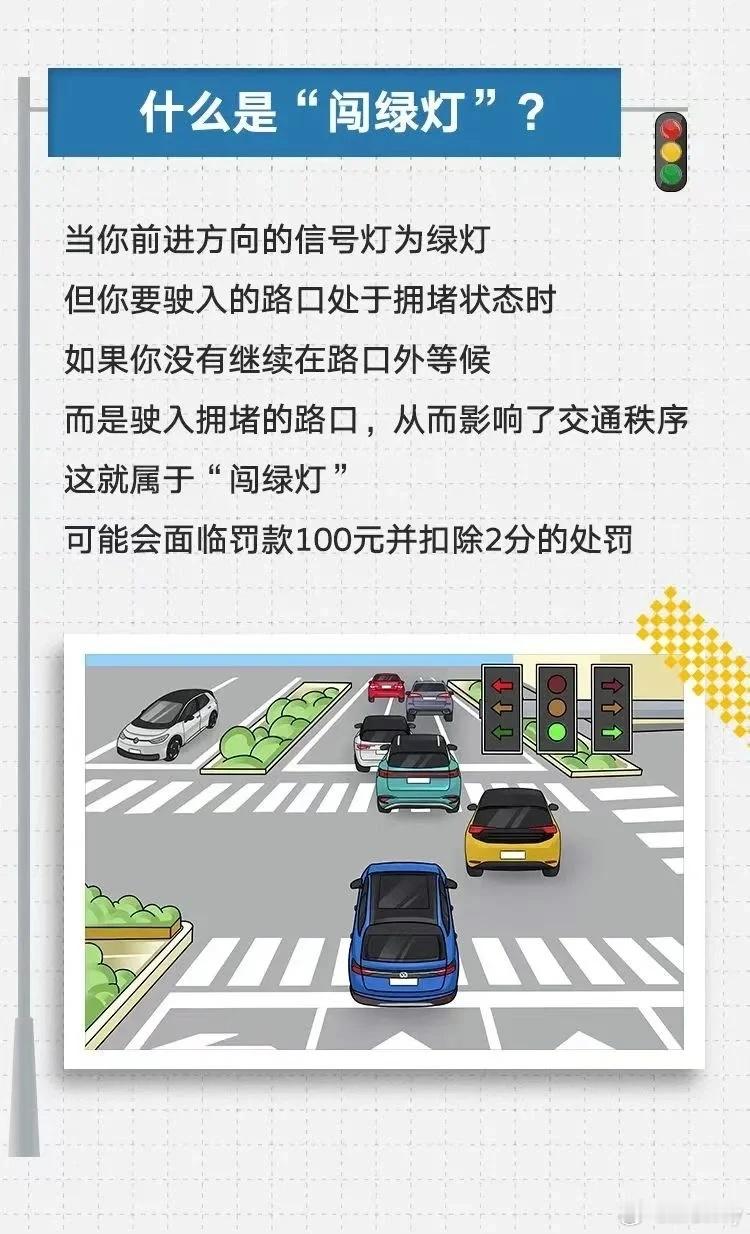 堵车时闯绿灯属违法行为  什么是闯绿灯  支持！路上本来就很堵了，本来就应该遵循