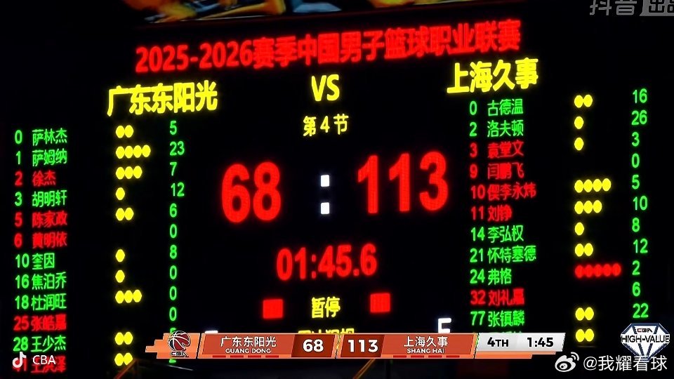 40分钟的比赛，广东队能落后这么多也是没谁了，一场被钉在耻辱柱的大比分惨败，杜锋