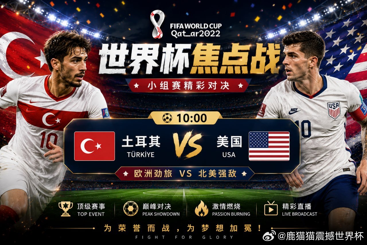 世界杯 10:00小组关键战来了！土耳其背水一战，必须打出血性；美国状态正热，冲