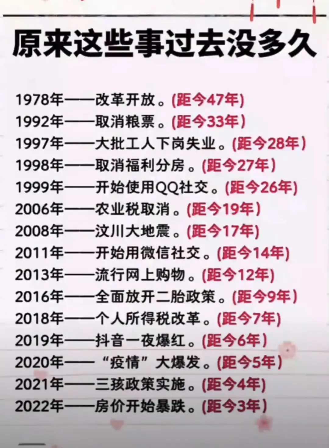 改革开放后的大事记，每一件都意义非凡。我经历过不少，像2001年中国加入世界贸易